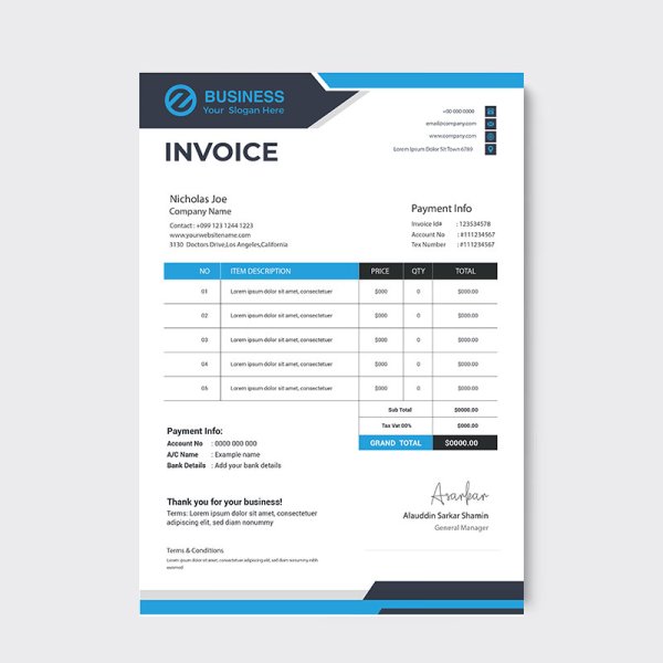 Blue Invoice Template Design Freepng