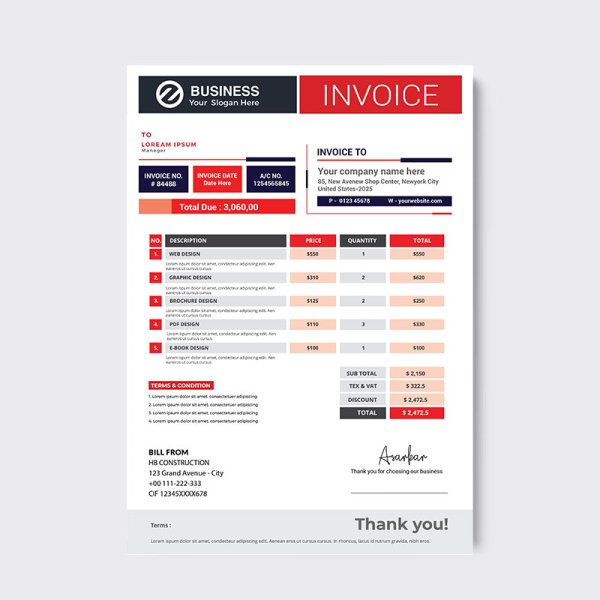 Colorful Minimal Invoice Template Freepng