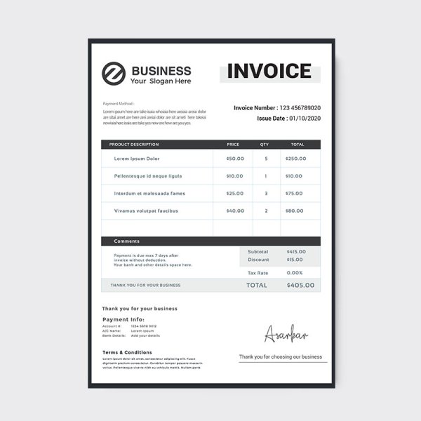 Black Basic Simple Invoice Template Freepng