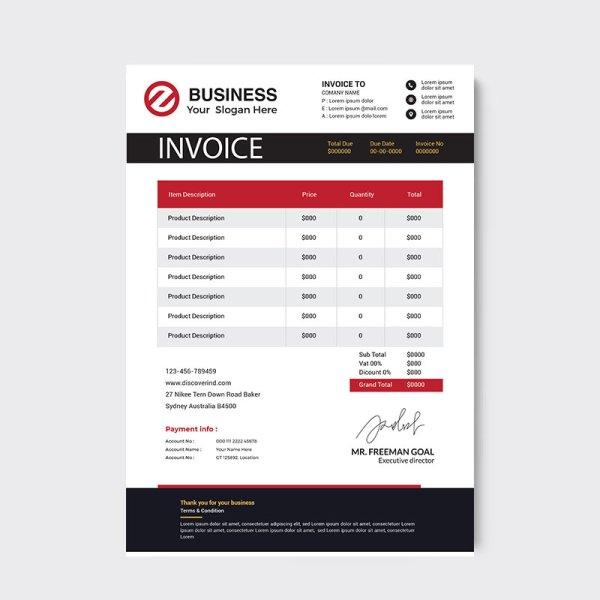 Red Black Abstract Invoice Freepng