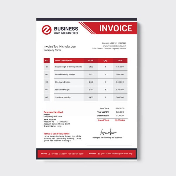 Abstract Red Black Professional Invoice Freepng