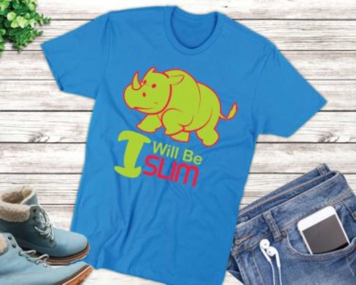 I Will Get Slim SVG, SVG, Rhino SVG, Rhino Vector, T-shirt SVG, Tshirt Design, Cricut Files, Digital Download.