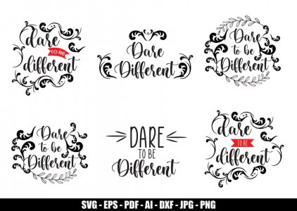 Dare to be Different SVG, 6 SVG designs, Clip Art, Cricut Files, Tshirt SVG, T-Shirt Design, Instant Digital Download