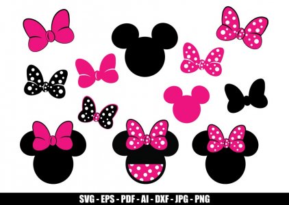 Minnie Mouse SVG, Minnie Mouse Clip Art, Disney SVG, Decals And Stickers, Silhouettes, Cricut Files, Instant Download