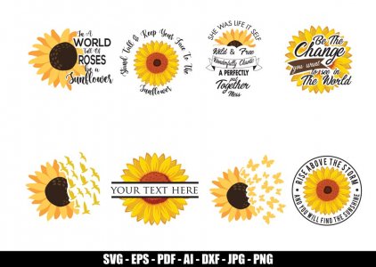 Sunflower SVG, Flower SVG, Sunflower Clip Art, Decal And Stickers, Tshirt Design, Cricut Files, Instant Download