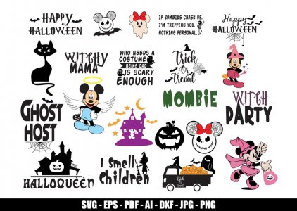Halloween SVG, Mickey Mouse SVG, SVGs, Clip Arts, Decals And Stickers, Tshirt Design, Cricut Files, Instant Download