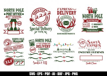 Christmas SVG Bundle,  Merry Christmas, Santa And North Pole Express SVG, Celebrating Christmas, Special Gift Deliveries, Cricut Files, Decals And Stickers, Instant Download