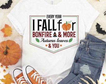 I Fall For More Bonfire & Autumn Leaves SVG, Autumn SVG, Seasons SVG, Pumpkin SVG, Tshirt Design, Decals And Stickers, Cricut Files, Digital Download