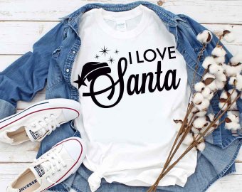 I Love Santa SVG, Merry Christmas SVG, Winter SVG, Holiday SVG, Cricut Files, Digital Download
