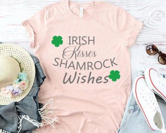 Irish Kisses Shamrock Wishes SVG, Saint Patrick's Day SVG, Holiday SVG, Silhouette Cut Files, Clover Clip Arts, Cricut Files, Digital Download