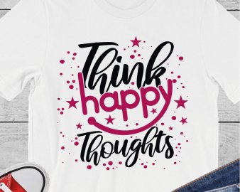 Think Happy Thoughts svg, Christian svg, Bible svg, Grateful thankful blessed svg, Vector file