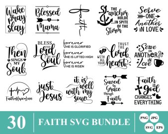 Faith SVG Bundle, Blessed Mama SVG, Wake Pray Slay SVG, Decals And Stickers, Cricut Files, Instant Download