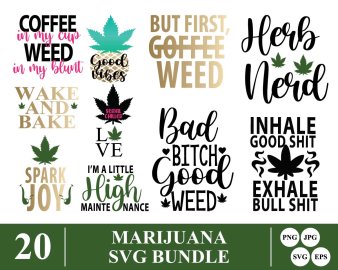 Marijuana svg bundle, Bad bitch good weed svg, Herd nerd svg, Good vibes svg, Smoke weed everyday svg, Decals And Stickers, Cricut Files, Instant Download