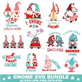 Valentine gnome svg bundle, Love gnome svg bundle, Cricut Files, Decals And Stickers, Instant Download
