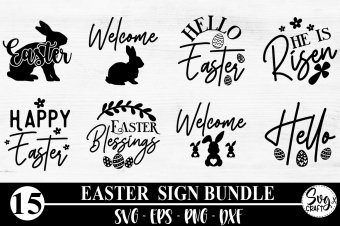 Easter Round Door Sign SVG Bundle, Easter Sign Svg Bundle