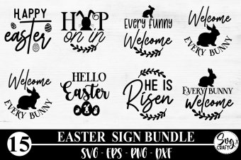 Easter Round Door Sign SVG Bundle, Easter Sign Svg Bundle