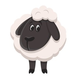 Free Cute Cartoon lamb Vector Black And White PNG