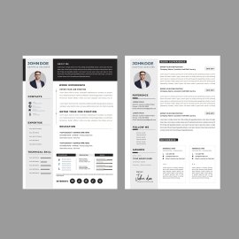 Free vector Black Grey resume template