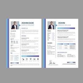 Resume template vector blue minimal design