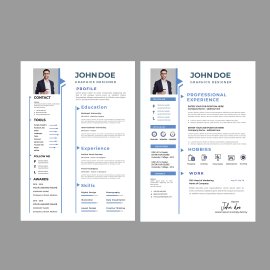 Simple resume blue color premium vector