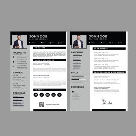 Resume grey black professional design free vector