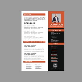 Orange resume premium vector template