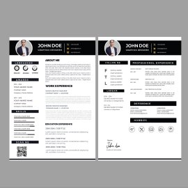 Premium vector black minimal resume design template