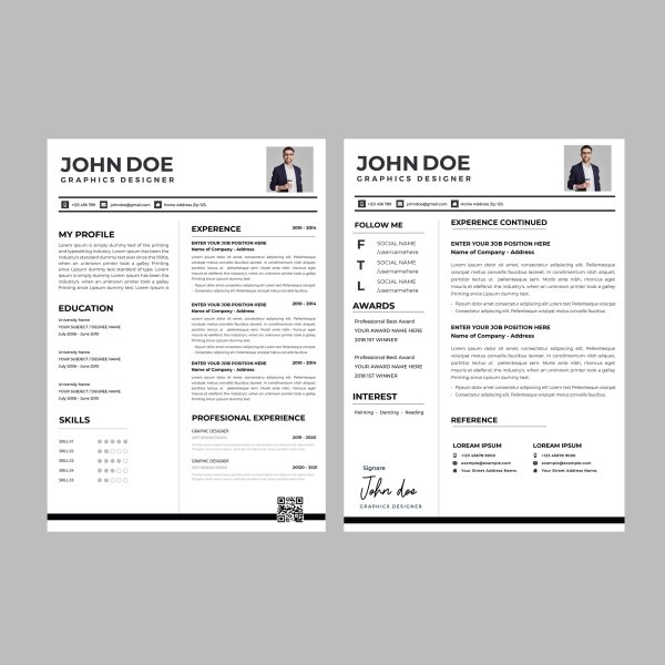 Professional resume cv template ready to print - freepng