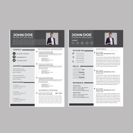 Grey organized cv resume template