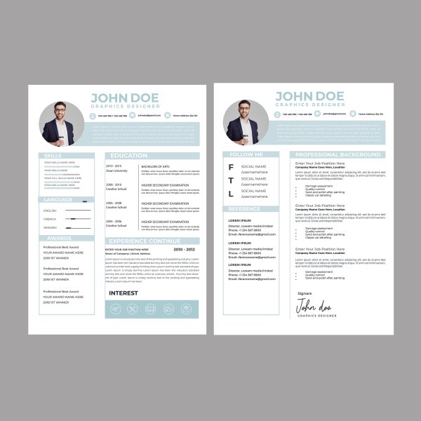 light blue modern cv resume template - freepng