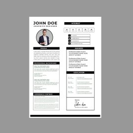 Black resume premium vector