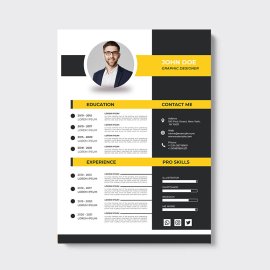 Yellow black profession cv template