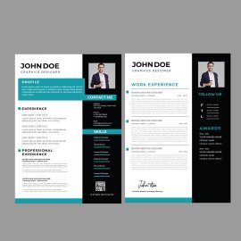 Teal Black color minimal professional resume design