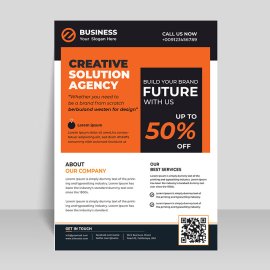 Business abstract flyer orange black template