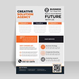 Orange black simple flyer vector