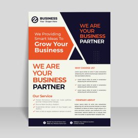 Geometric shape black orange flyer template