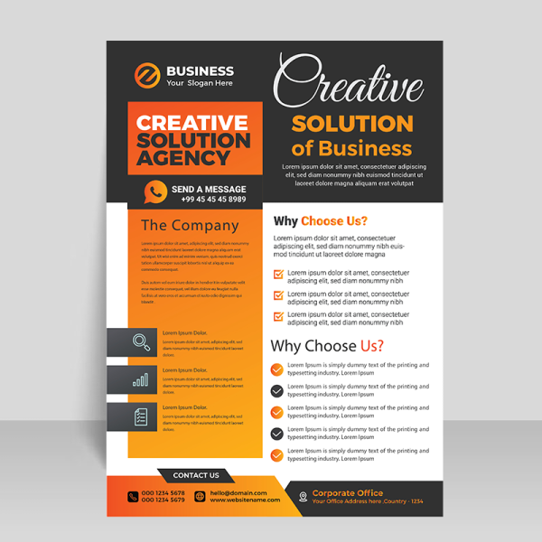 Creative simple orange flyer design template - freepng