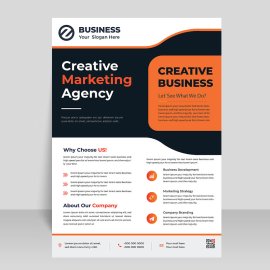 Abstract orange black professional flyer template