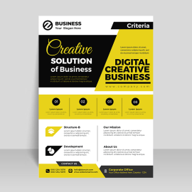 Black yellow infographic flyer template