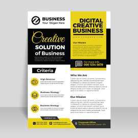 Digital flyer yellow black abstract design