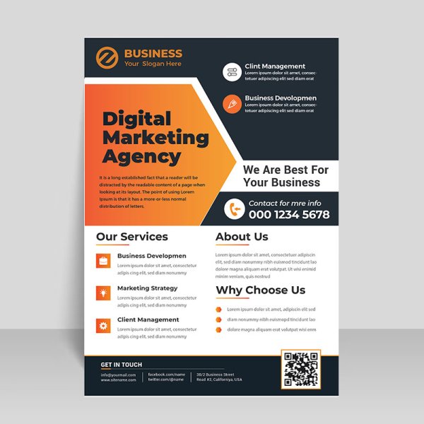 Black orange attractive modern flyer - freepng