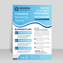 Blue business flyer vector template