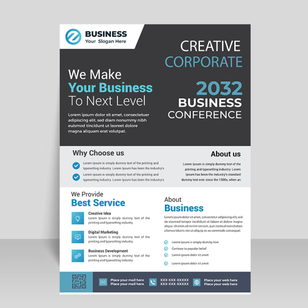 Simple black informational flyer template design - freepng