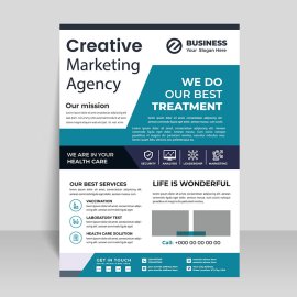 Blue abstract flyer vector template