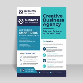 Blue creative business flyer vector
