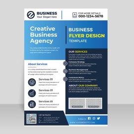 Blue informational flyer vector