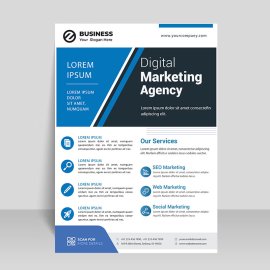 Blue black abstract design info flyer template