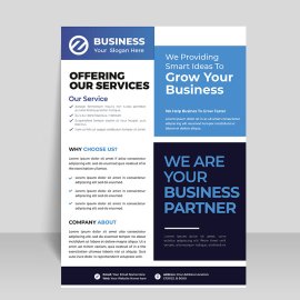 Blue abstract square geometric shapes flyer