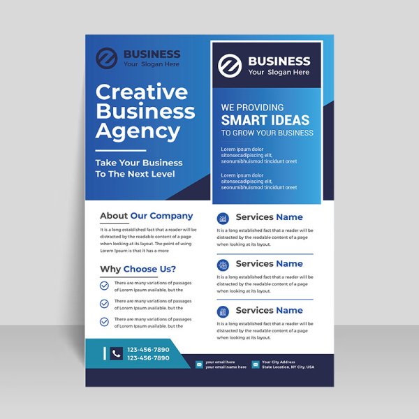 Blue corporate vector flyer template - freepng