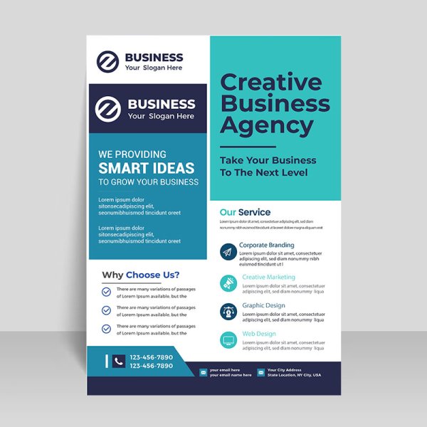 Blue creative business flyer vector - freepng